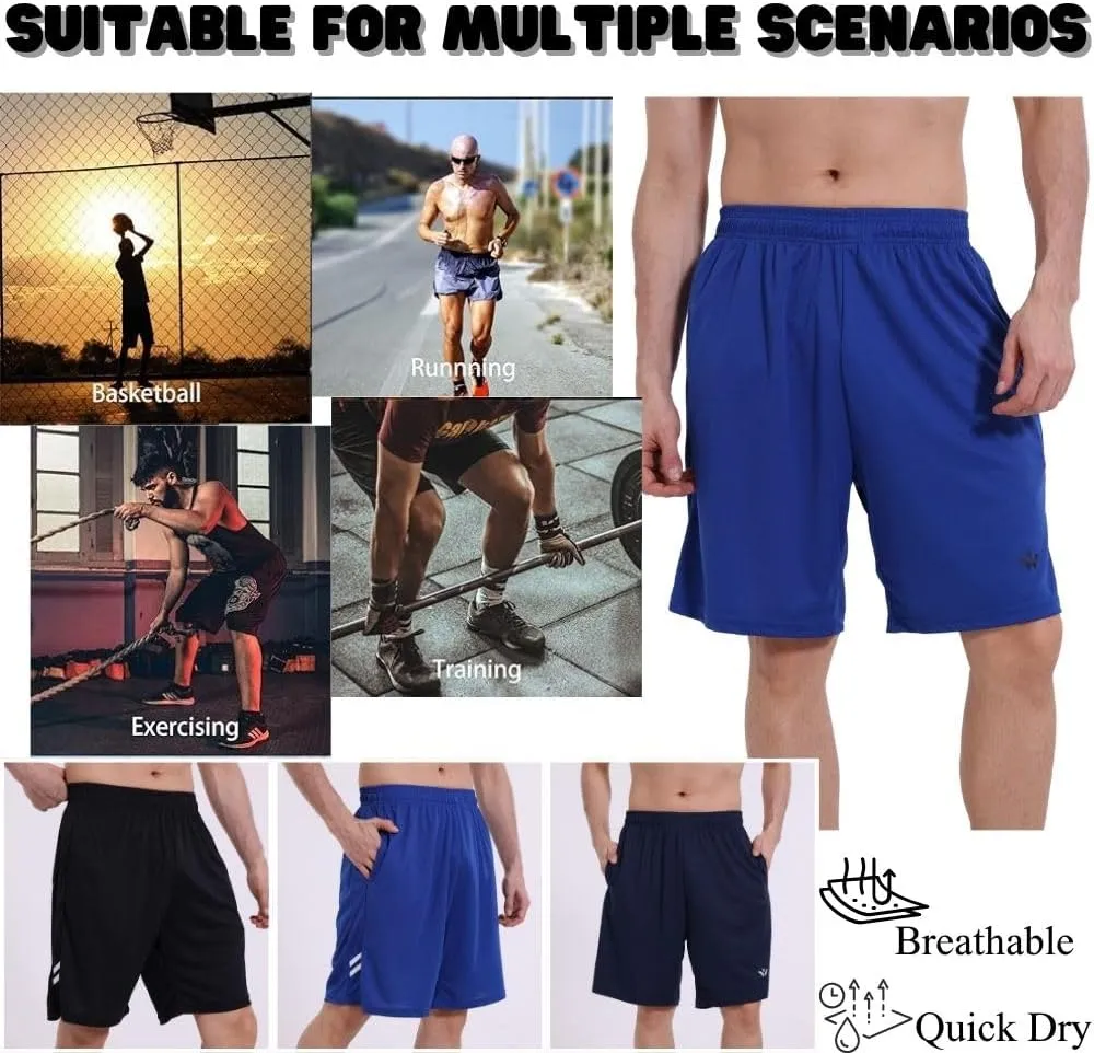 3/5 Pack Athletic Gym Mens Shorts Quick Dry Basketball Shorts with Pockets for Workout Running Casual Activewear