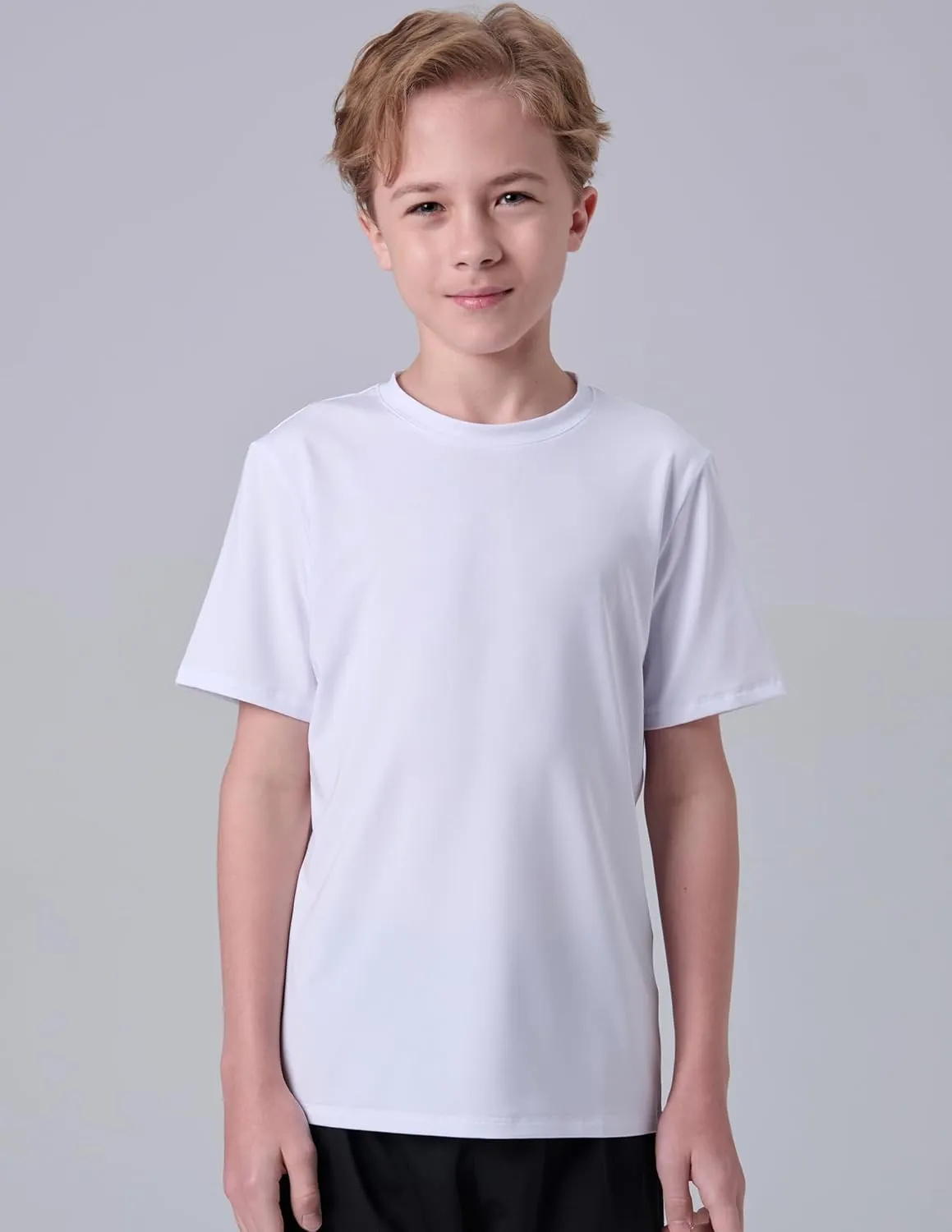 5 Pack Boys Athletic Shirts, Youth Activewear Dry Fit Tshirts for Kids, Short Sleeve Tees, Bulk Athletic Performance Clothing