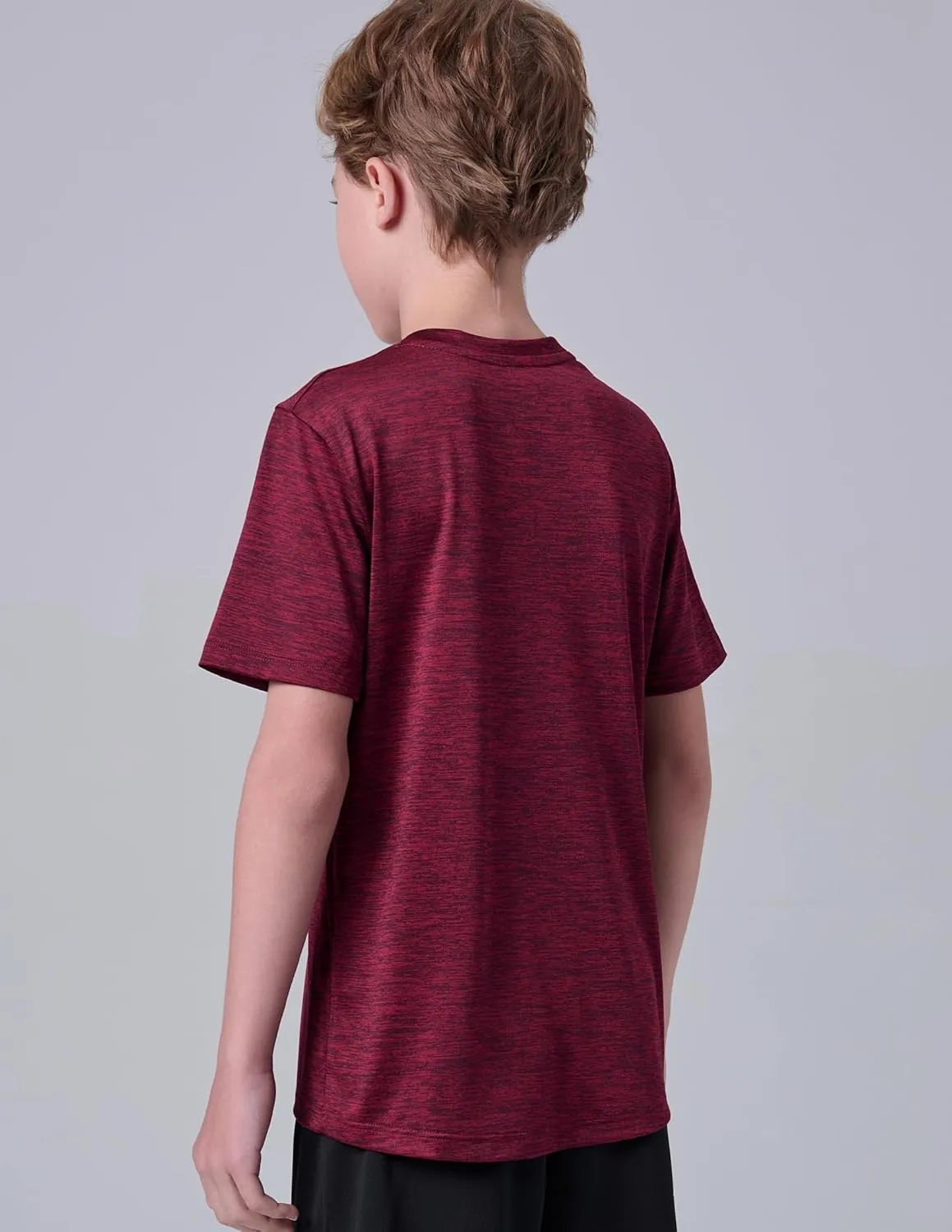 5 Pack Boys Athletic Shirts, Youth Activewear Dry Fit Tshirts for Kids, Short Sleeve Tees, Bulk Athletic Performance Clothing