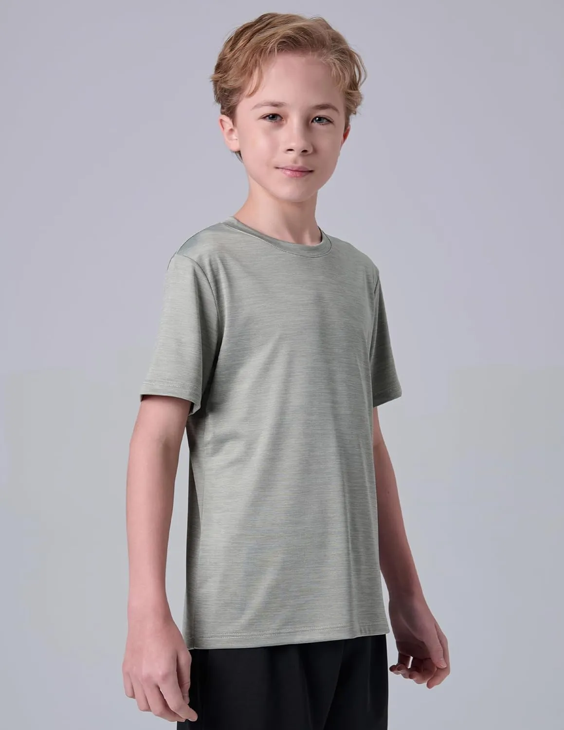 5 Pack Boys Athletic Shirts, Youth Activewear Dry Fit Tshirts for Kids, Short Sleeve Tees, Bulk Athletic Performance Clothing