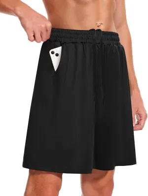 6 Pack Men's Athletic Gym Shorts - Quick Dry Black Casual Basketball Shorts with Pockets for Running Workout Activewear