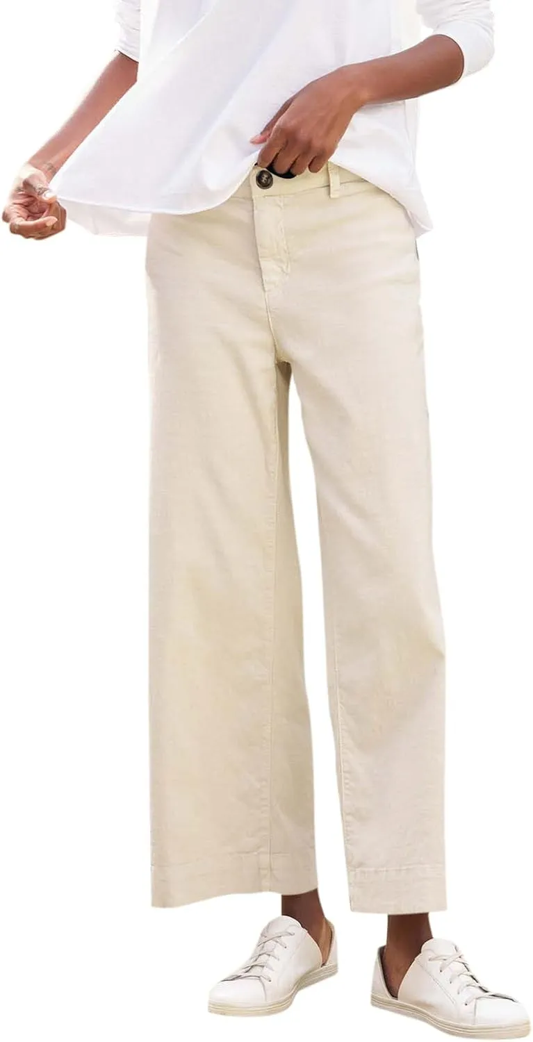 ADHOWBEW Wide Leg Linen Pants for Women 2025 Summer Lightweight Chino Work Dressy Cropped Petite High Waisted Flwoy Trousers