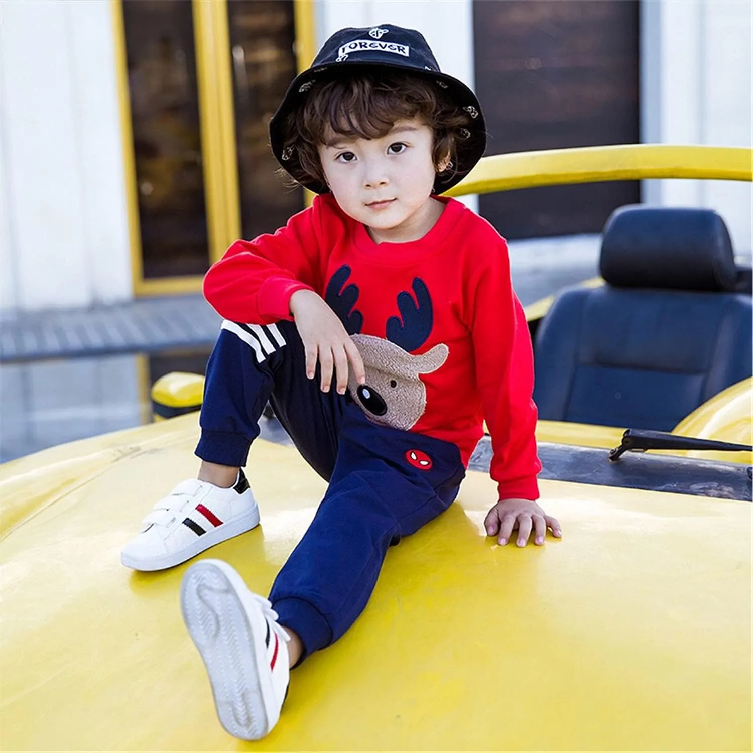 Akyzic Baby Boys Girls Sweatshirts Christmas Reindeer Fleece Crewneck Pullover Xmas Winter Warm Sweaters Tops 2t-6t