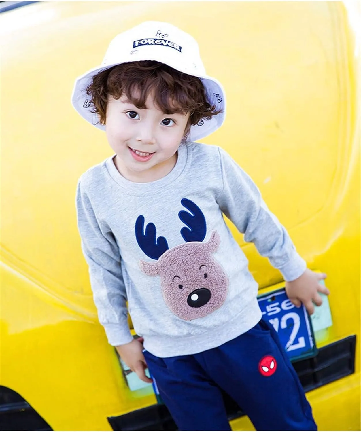 Akyzic Baby Boys Girls Sweatshirts Christmas Reindeer Fleece Crewneck Pullover Xmas Winter Warm Sweaters Tops 2t-6t