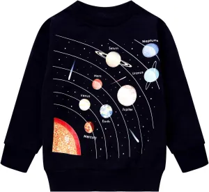 Akyzic Boys Sweatshirts Cotton Long Sleeve Crewneck Pullover Toddler Kids Winter Warm Shirt Sweater Tops 3t-8t