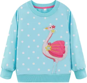 Akyzic Little Girls Sweatshirts Cotton Long Sleeve Crewneck Pullover Toddler Kids Winter Warm Shirt Sweater Tops 2t-8t