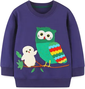 Akyzic Little Girls Sweatshirts Cotton Long Sleeve Crewneck Pullover Toddler Kids Winter Warm Shirt Sweater Tops 2t-8t