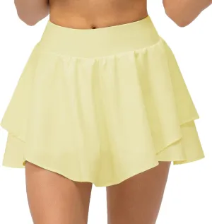 Amxiway Women's Pleated Mini Tennis Skirts with Shorts Flowy Golf Skort High Waisted Skorts Casual Athletic Workout