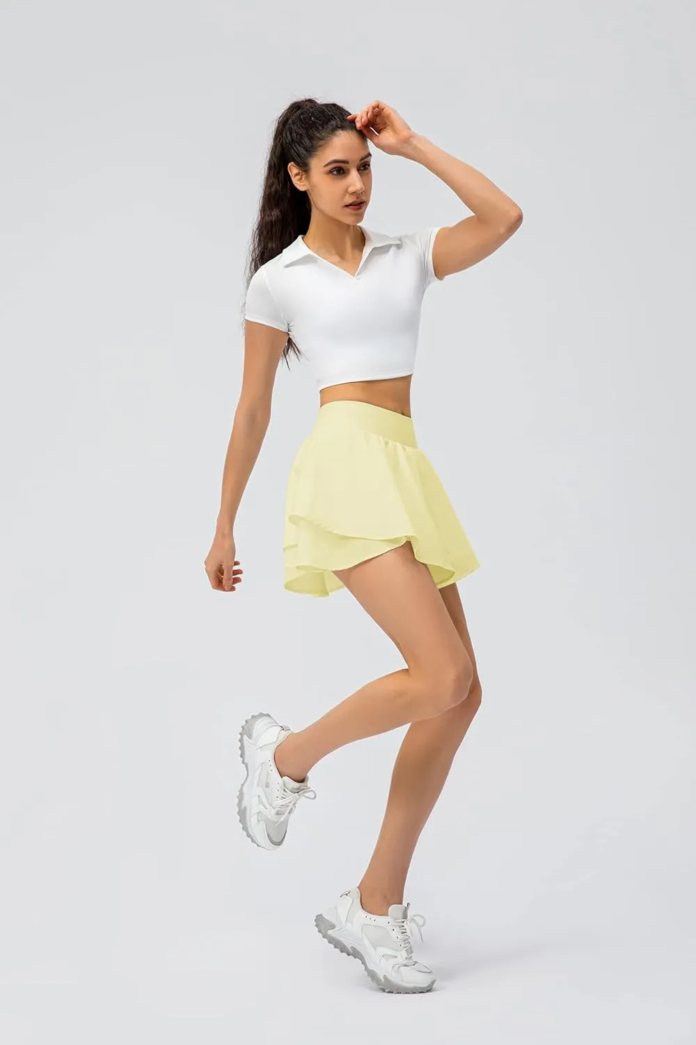 Amxiway Women's Pleated Mini Tennis Skirts with Shorts Flowy Golf Skort High Waisted Skorts Casual Athletic Workout