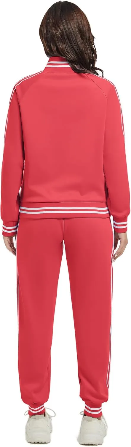 ANOTWENER Women's Jogging Suits Tracksuit Set Workout Long Sleeve Outfits Gym Stripe 2 Piece Set Sweatsuits with Pockets