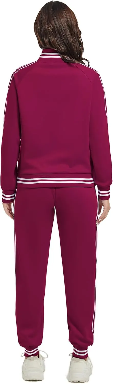 ANOTWENER Women's Jogging Suits Tracksuit Set Workout Long Sleeve Outfits Gym Stripe 2 Piece Set Sweatsuits with Pockets