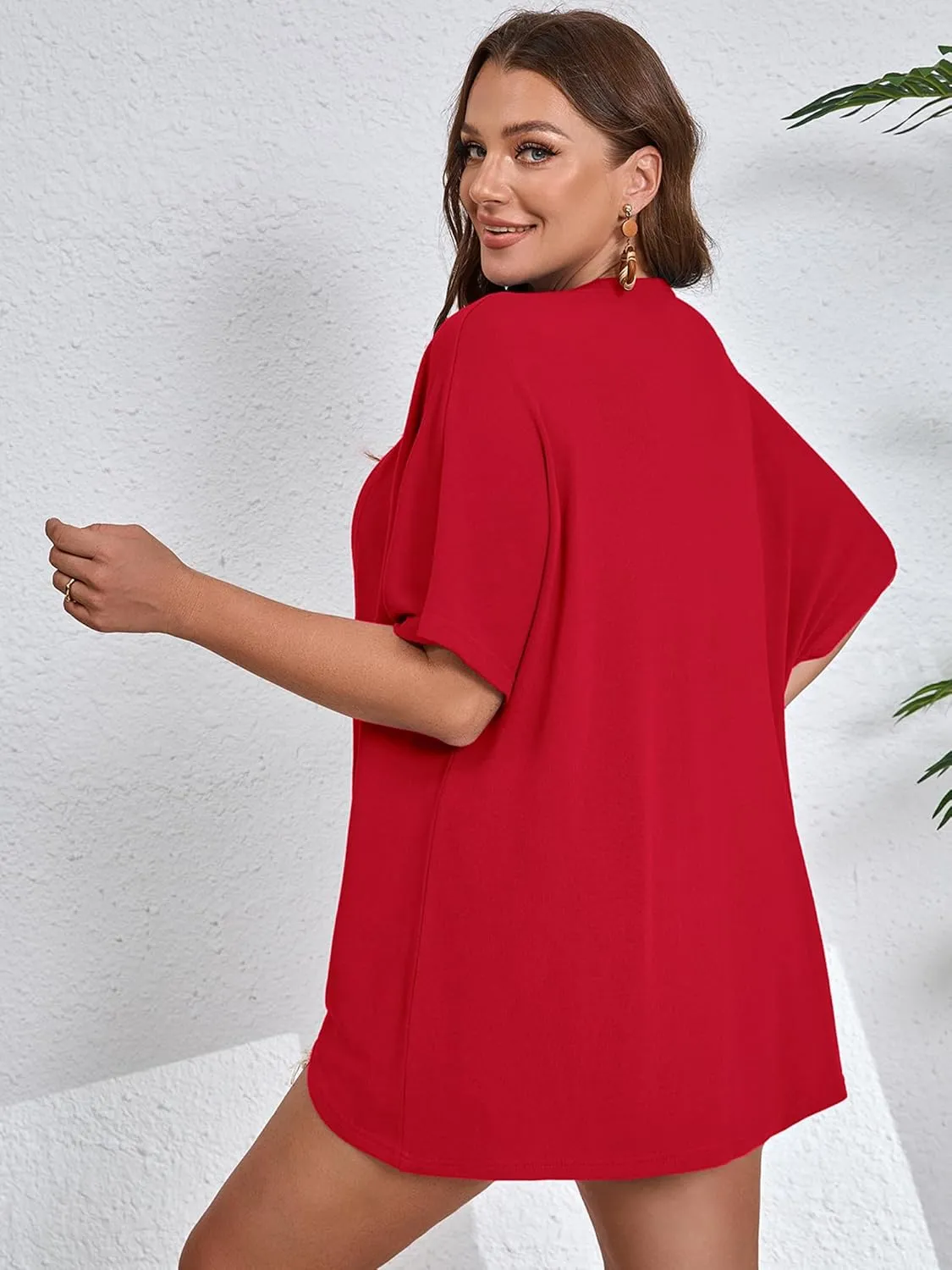 AusLook Women's Plus Size Short Sleeve Shawls and Wraps Lightweight Open Front Cardigan Cover Ups Shrugs Kimono Jacket Coat