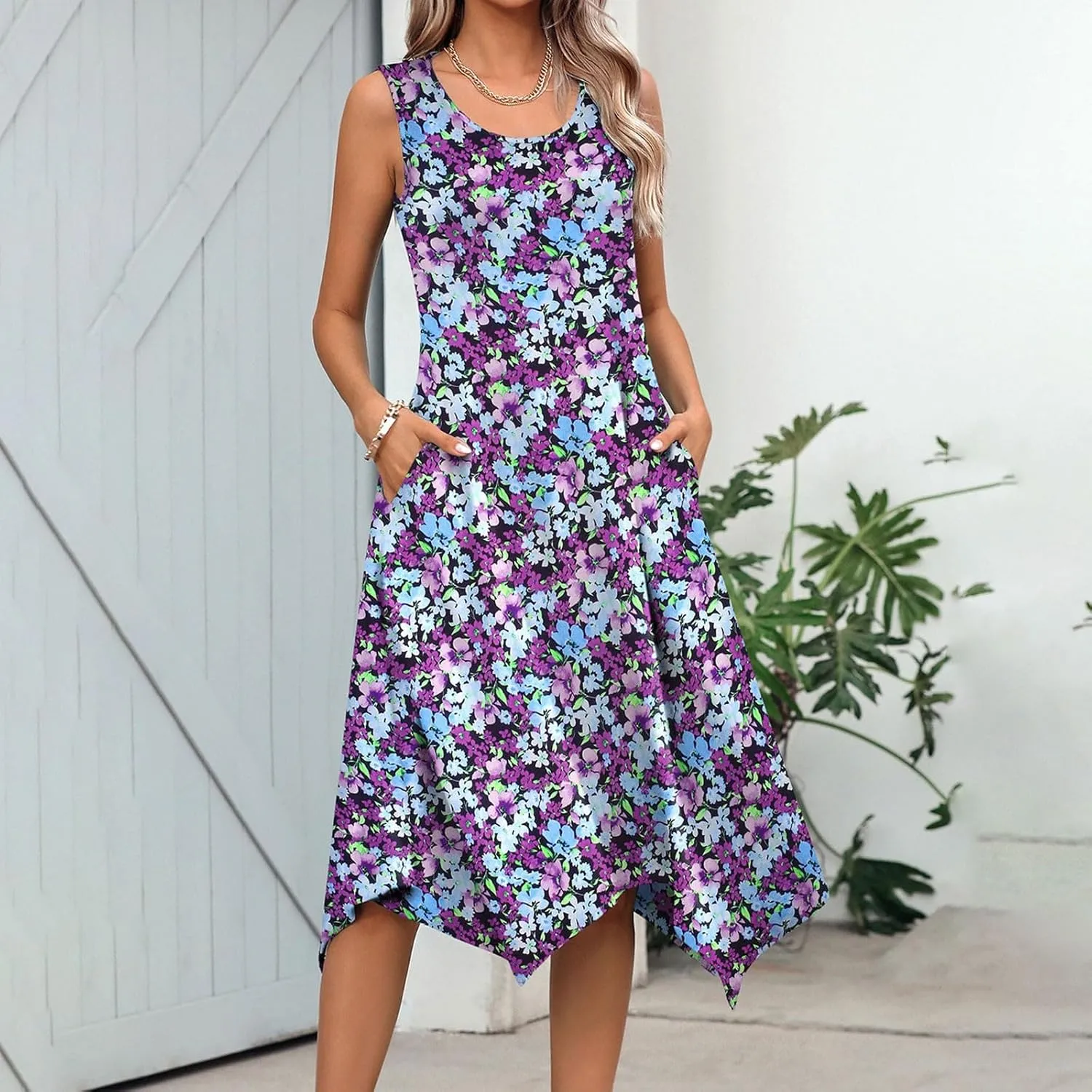 Azeralia Summer Dress Sleeveless Midi Dress for Women Sundresses for Women 2024 Sundress Plus Size Bodycon Dresses for Women