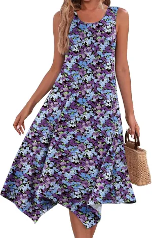 Azeralia Summer Dress Sleeveless Midi Dress for Women Sundresses for Women 2024 Sundress Plus Size Bodycon Dresses for Women
