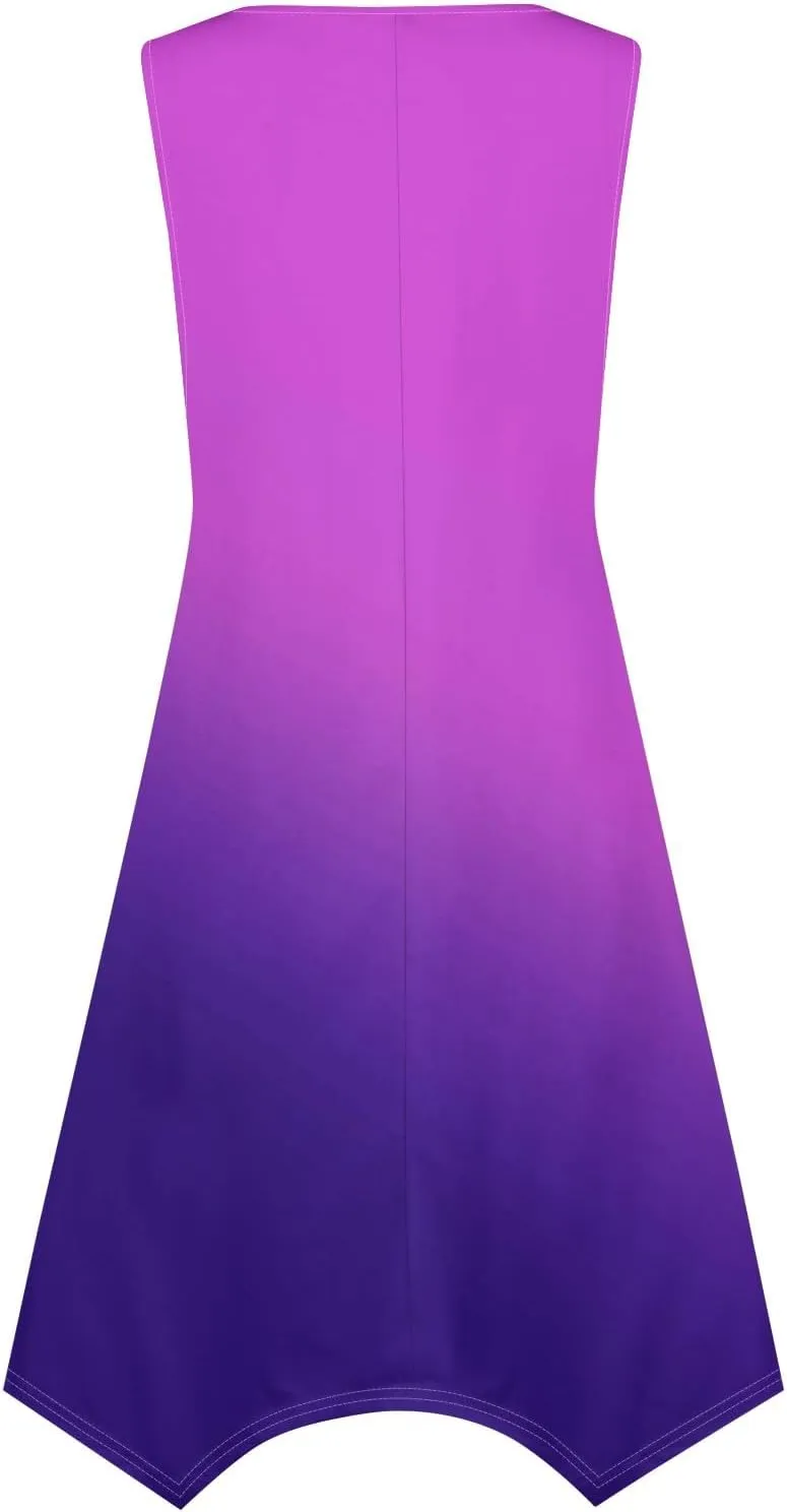 Azeralia Women's Summer Dresses Sleeveless Round Neck Solid Color Tank Dresses Beach Casual Long Vacation Sundress