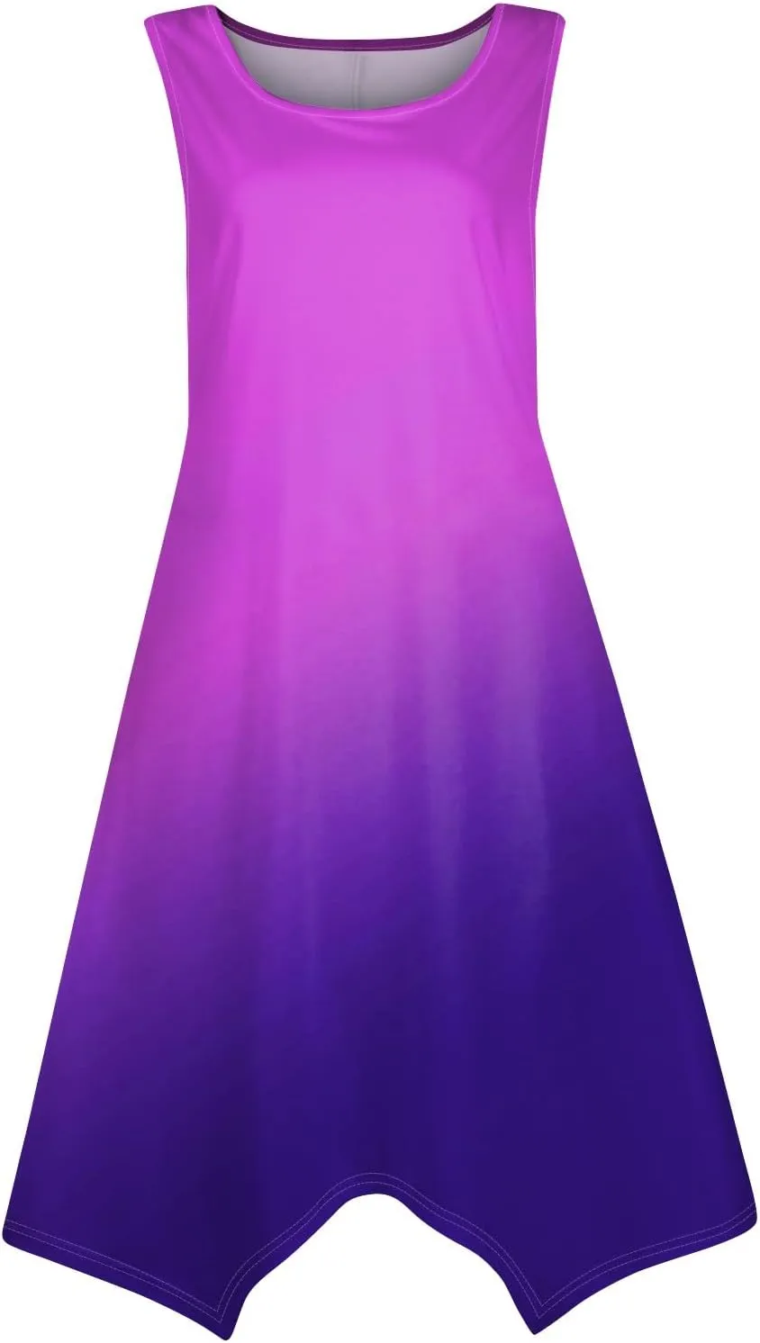 Azeralia Women's Summer Dresses Sleeveless Round Neck Solid Color Tank Dresses Beach Casual Long Vacation Sundress