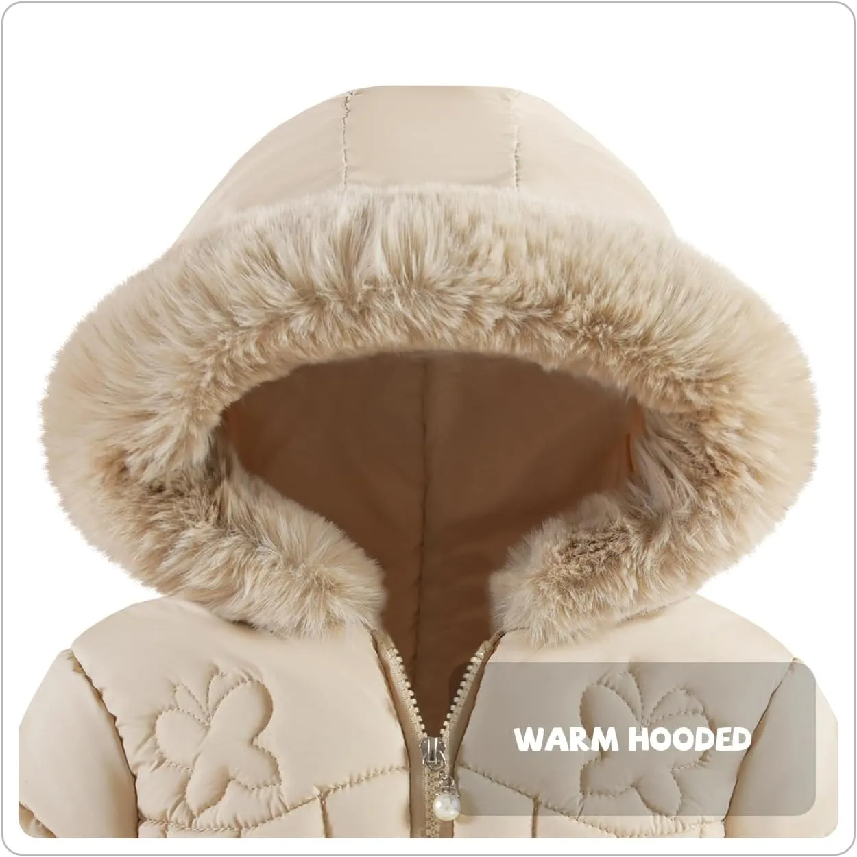 Baby Winter Fleece Puffer Coat Toddler Hooded Jacket Girl Fur Outerwear Clothes