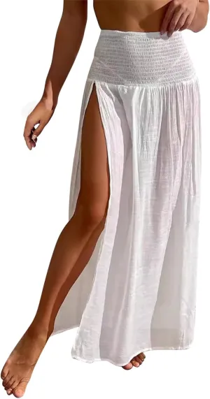 Beach Sarong Pareo Womens Semi-Sheer Swimwear Cover Ups High Split Short Skirt Bikini Bathing Suit Swimsuit Wraps