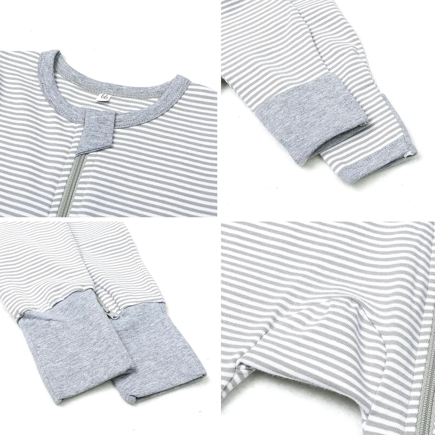 BeiVSlley 2-Pack Baby Cotton Romper Onesies Long Sleeve Zipper Jumpsuit Solid Outfit 3-24M (Boy/Girl)