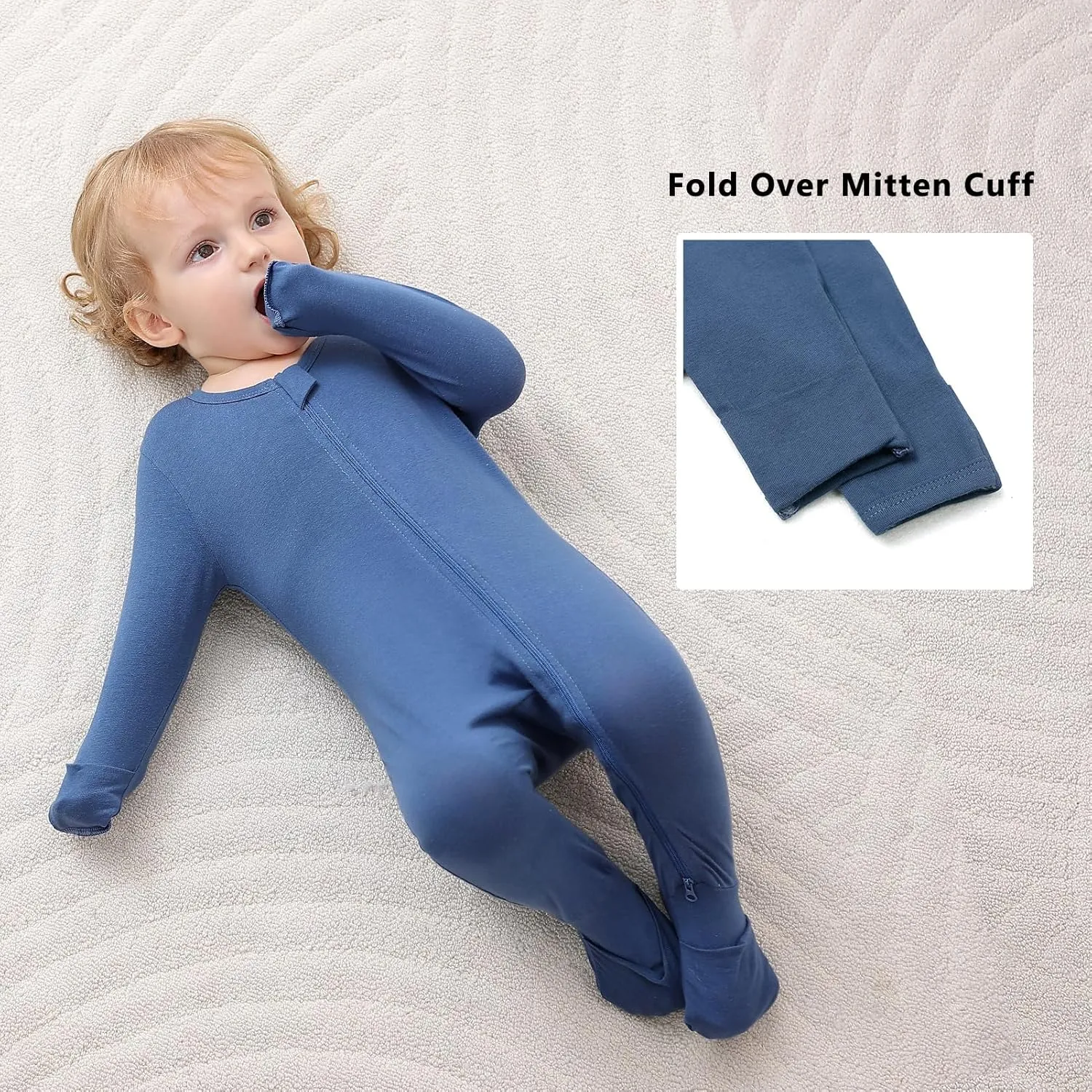 BeiVSlley 2-Pack Baby Cotton Romper Onesies Long Sleeve Zipper Jumpsuit Solid Outfit 3-24M (Boy/Girl)