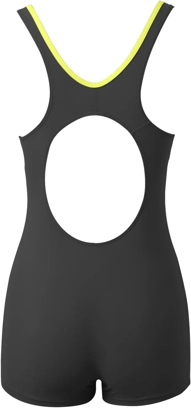 Boyleg Swimsuits for Women Athletic Backless Tummy Control One Piece Bathing Suit Color Block Crisscross Backless Swim