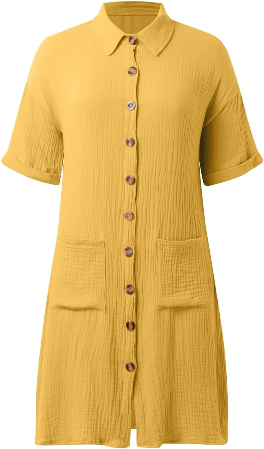 Button Down Shirt Dresses for Women 2025 Casual V-Neck Short Sleeve Dress with Pockets Cover Up Loose Tunic Dresses