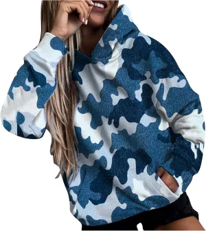 Camoflauge Clothing Women Oversized Hoodie Sweateshirt Boyfriend Shirts Tracksuit with Kangaroo Pockets