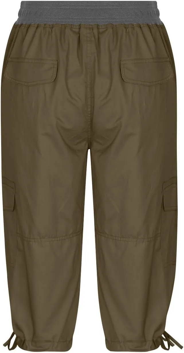Cargo Capris for Women Casual Drawstring Capris Pants with Pockets Summer Plus Size Capri Hiking Pants Cargo Pant
