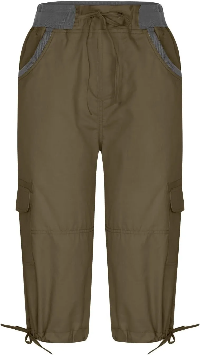 Cargo Capris for Women Casual Drawstring Capris Pants with Pockets Summer Plus Size Capri Hiking Pants Cargo Pant