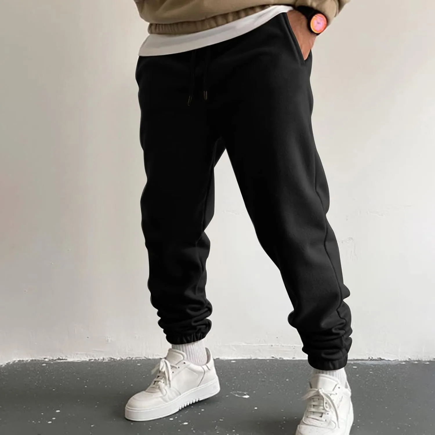 Cargo Pants for Men Relaxed Fit Army Cargo Pants Sports Mens Premium Slim Fleece Pants Zipper Pockets Athletic Jogger