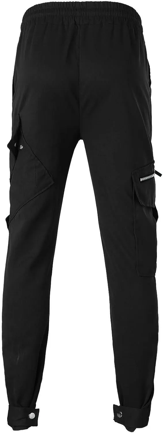 Cargo Pants for Men Relaxed Fit Mens Tapered Joggers Men's Flap Pocket Drawstring Elastic Waist Letter Graphic Street