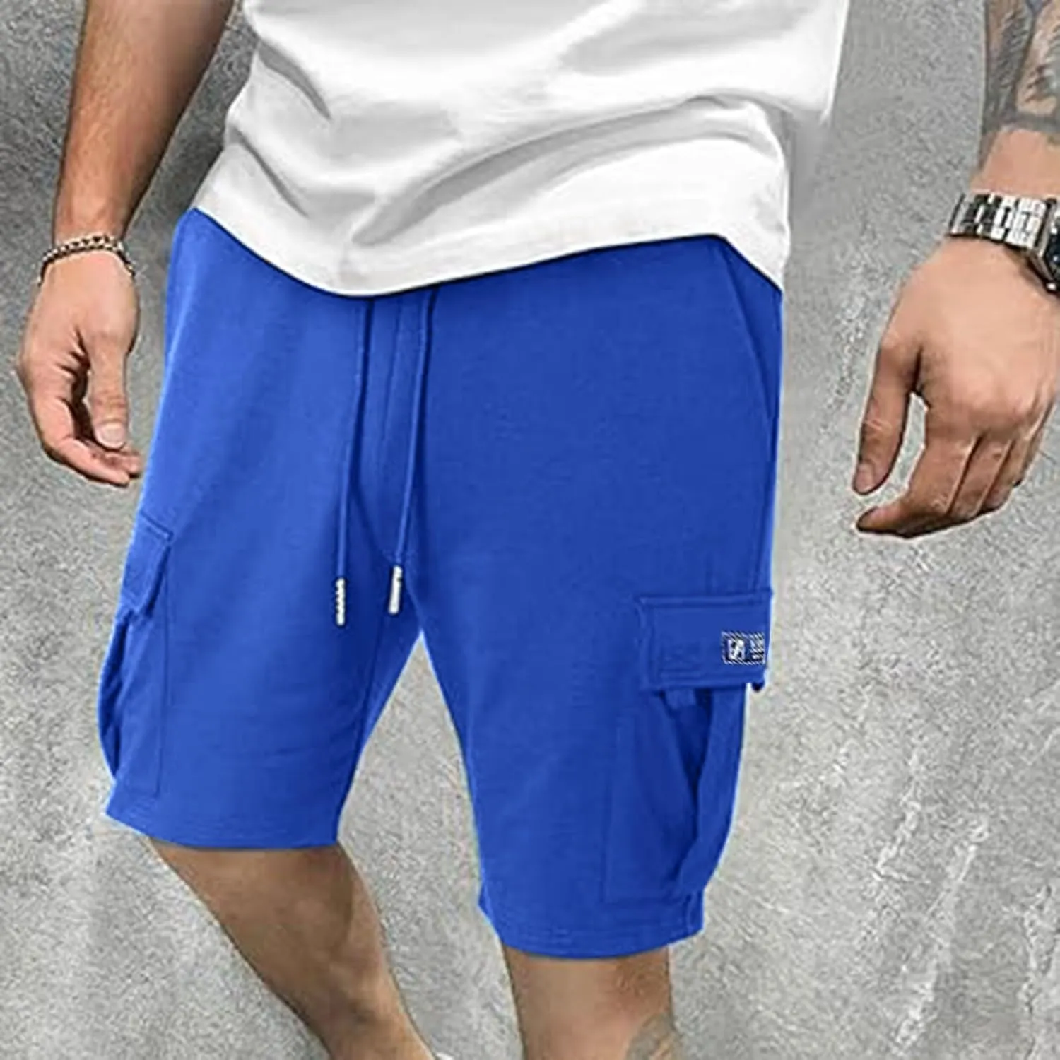 Cargo Sweat Shorts for Men Drawstring Elastic Waist Jogger Shorts Summer Comfy Casual Activewear Trendy Streetwear