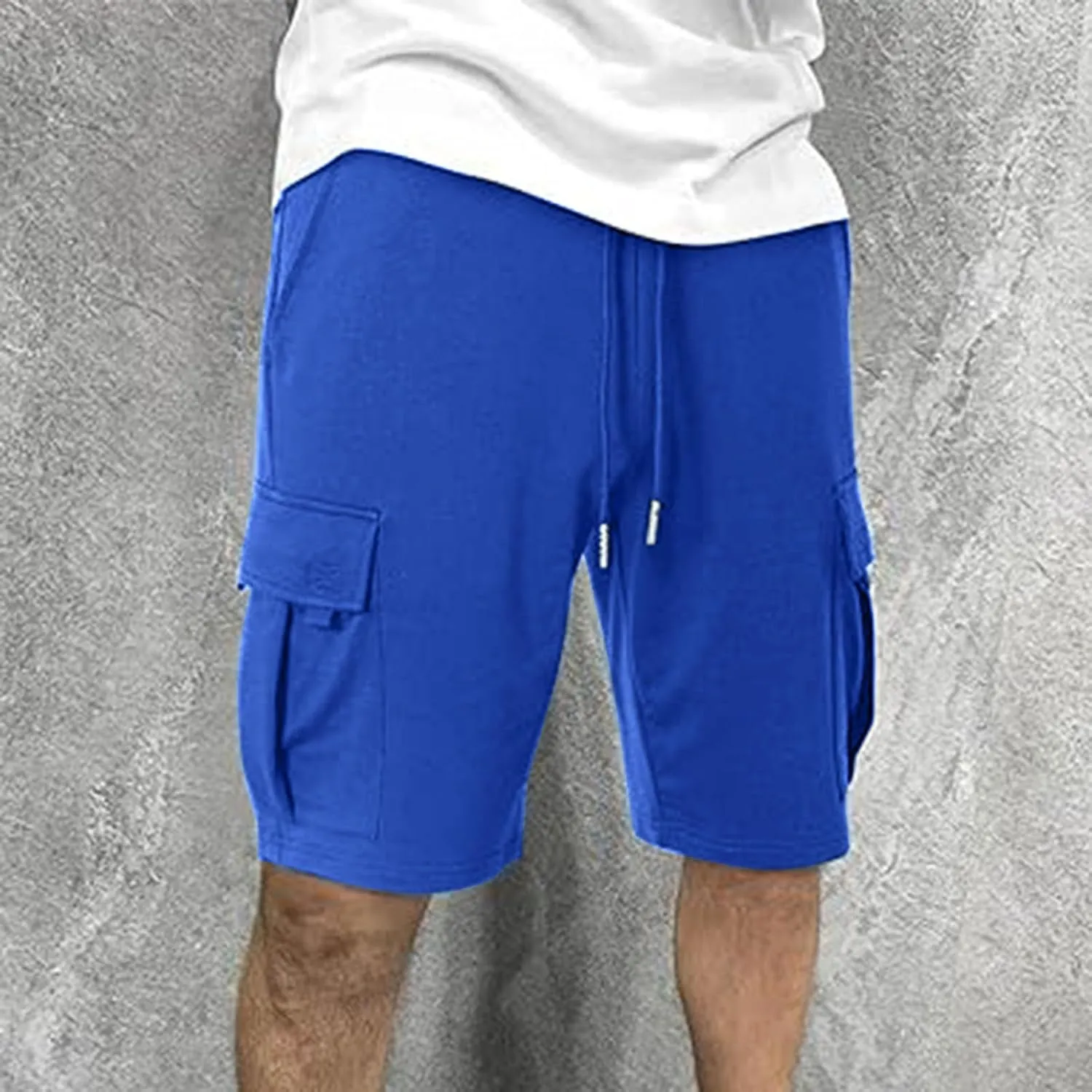 Cargo Sweat Shorts for Men Drawstring Elastic Waist Jogger Shorts Summer Comfy Casual Activewear Trendy Streetwear