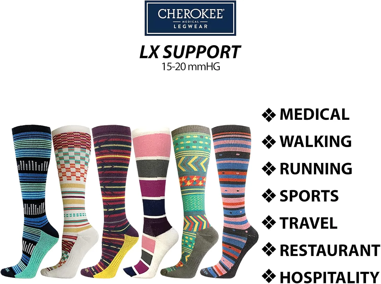 Cherokee Nurse Gifts Lxsupport Women Knee High 15-20 mmHg Compression Socks