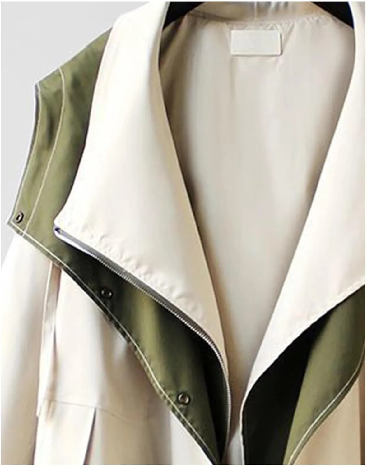 Costaric Women's Oversized Color Block Jacket Spring Autumn Casual Lapel Zip Jacket Long Sleeve Lightweight With Pockets Coat