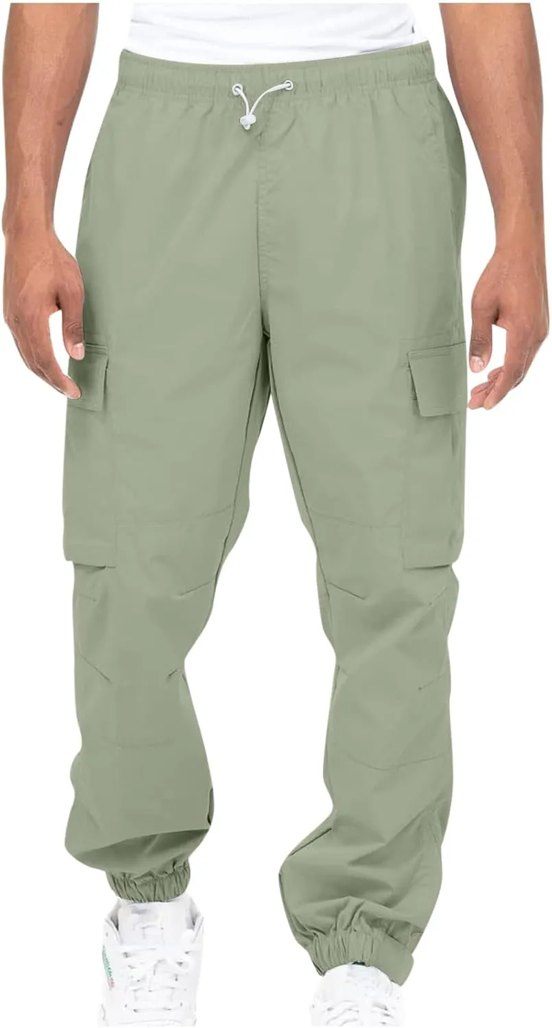 Cotton Men's Cargo Jogger Pants Elastic Multi Pockets Relax Drawstring Outdoor Daily Hiking Camping Activewear Travel