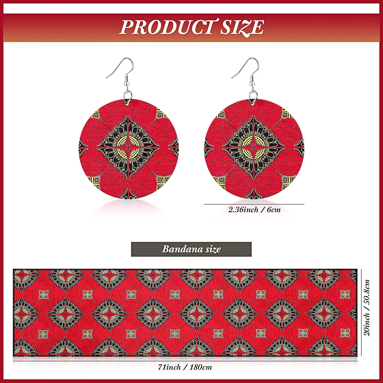 Coume 3 Pcs Women African Dashiki Skirt Traditional Costume African Bohemian Head Wrap Scarf Drop Dangle Earring