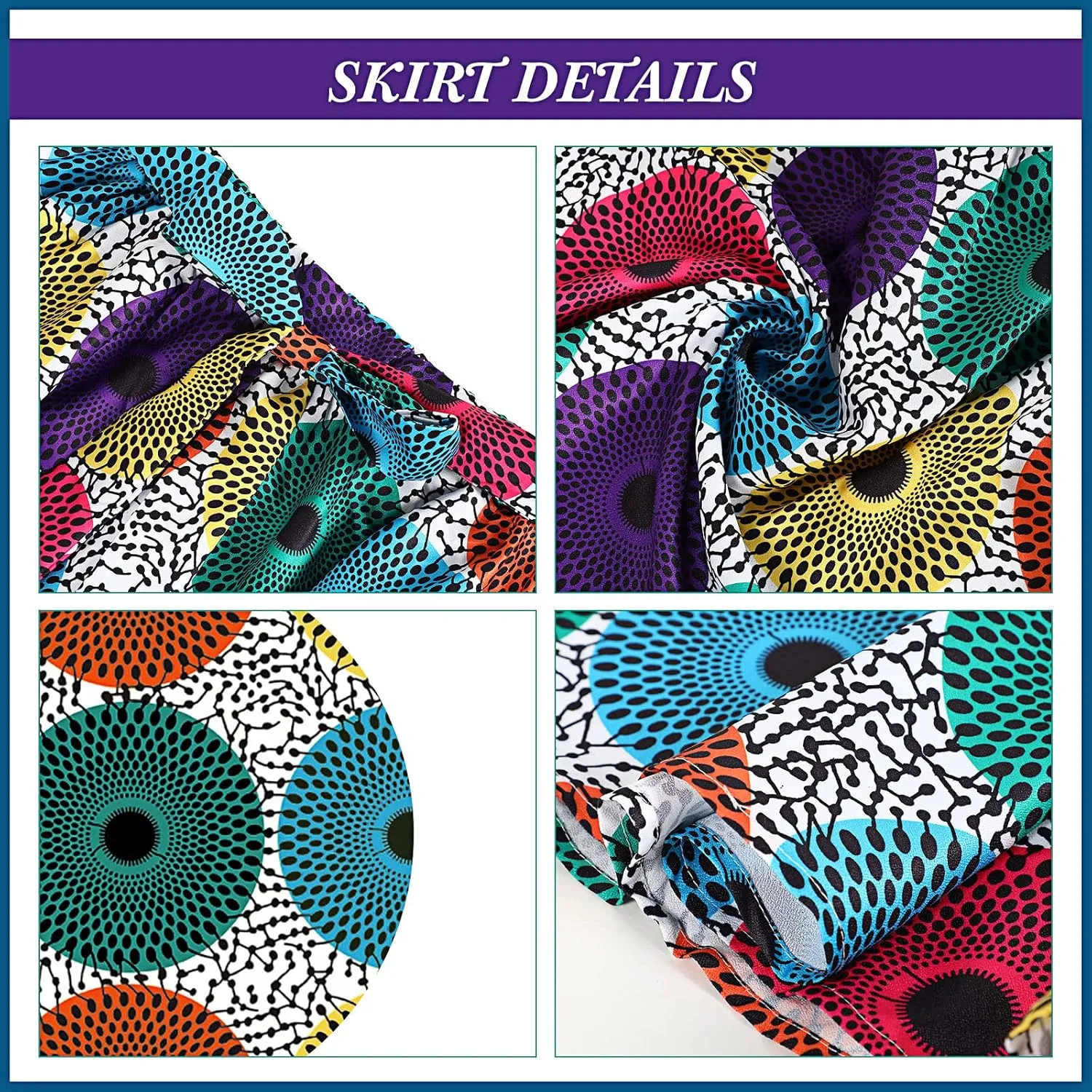 Coume 3 Pcs Women African Dashiki Skirt Traditional Costume African Bohemian Head Wrap Scarf Drop Dangle Earring