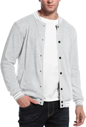 crazynekos Men's Fashion Flight Bomber Jacket Lightweight Solid Color Coat Sportwear Button Windbreaker