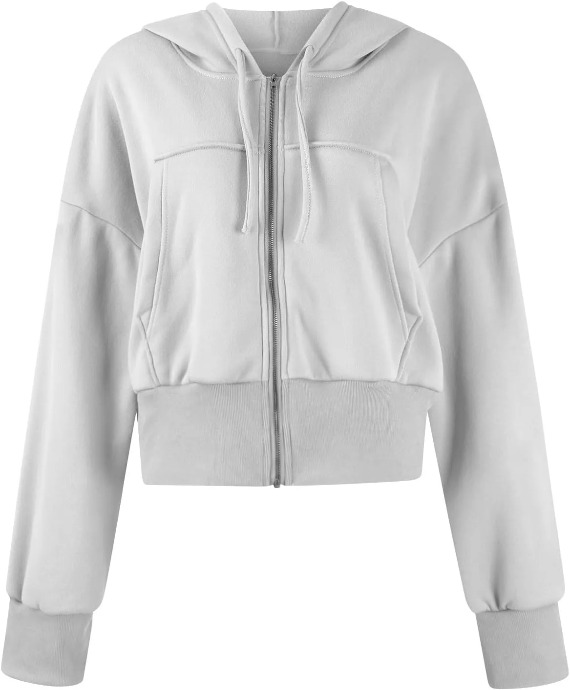 Cropped Zip Up Hoodie Women Fleece Jacket Y2k Oversized Sweatshirt Casual Loose Fit Crop Hoodie Workout Coats