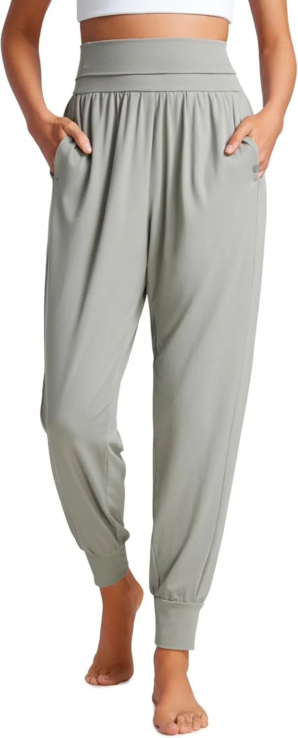 CRZ YOGA Fold Over Yoga Jogger for Women High Waisted Comfy Loose Lounge Harem Pants Sweatpants with Pockets