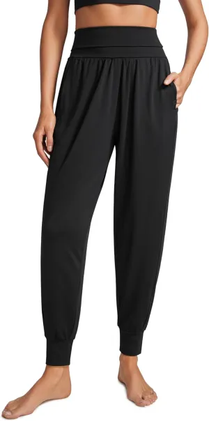 CRZ YOGA Fold Over Yoga Jogger for Women High Waisted Comfy Loose Lounge Harem Pants Sweatpants with Pockets