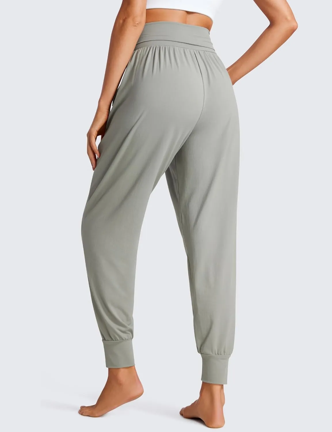 CRZ YOGA Fold Over Yoga Jogger for Women High Waisted Comfy Loose Lounge Harem Pants Sweatpants with Pockets