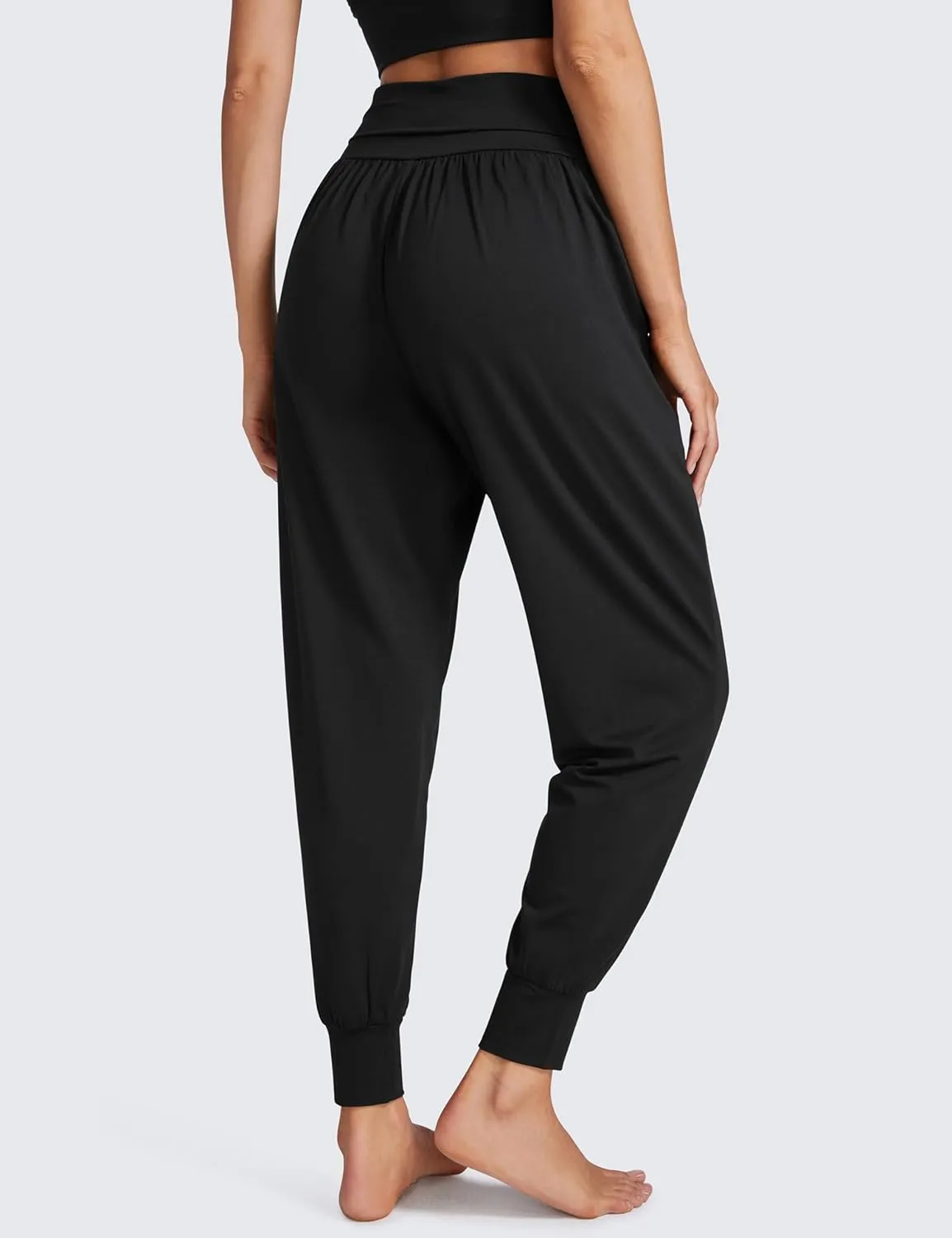 CRZ YOGA Fold Over Yoga Jogger for Women High Waisted Comfy Loose Lounge Harem Pants Sweatpants with Pockets