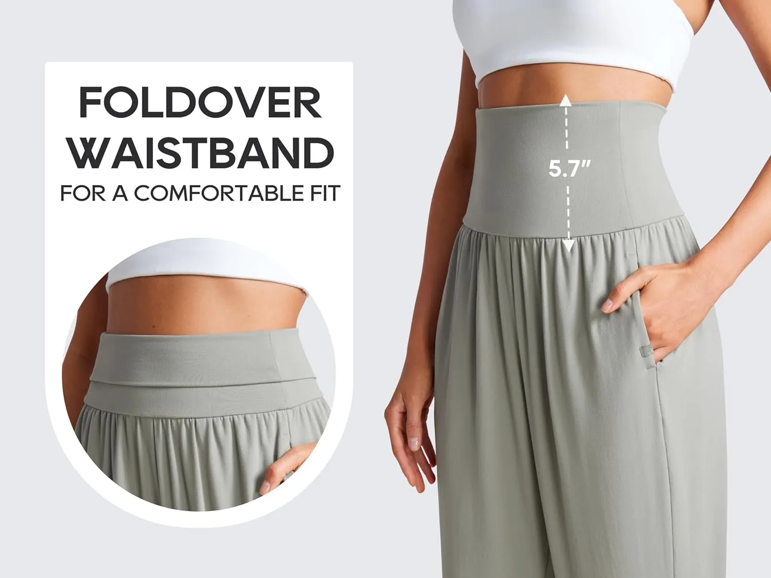 CRZ YOGA Fold Over Yoga Jogger for Women High Waisted Comfy Loose Lounge Harem Pants Sweatpants with Pockets