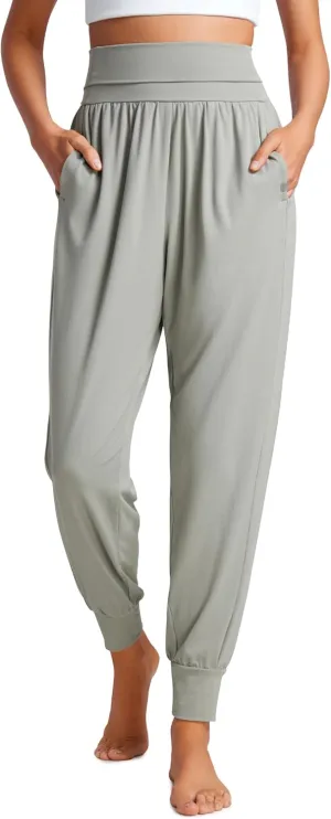 CRZ YOGA Fold Over Yoga Jogger for Women High Waisted Comfy Loose Lounge Harem Pants Sweatpants with Pockets