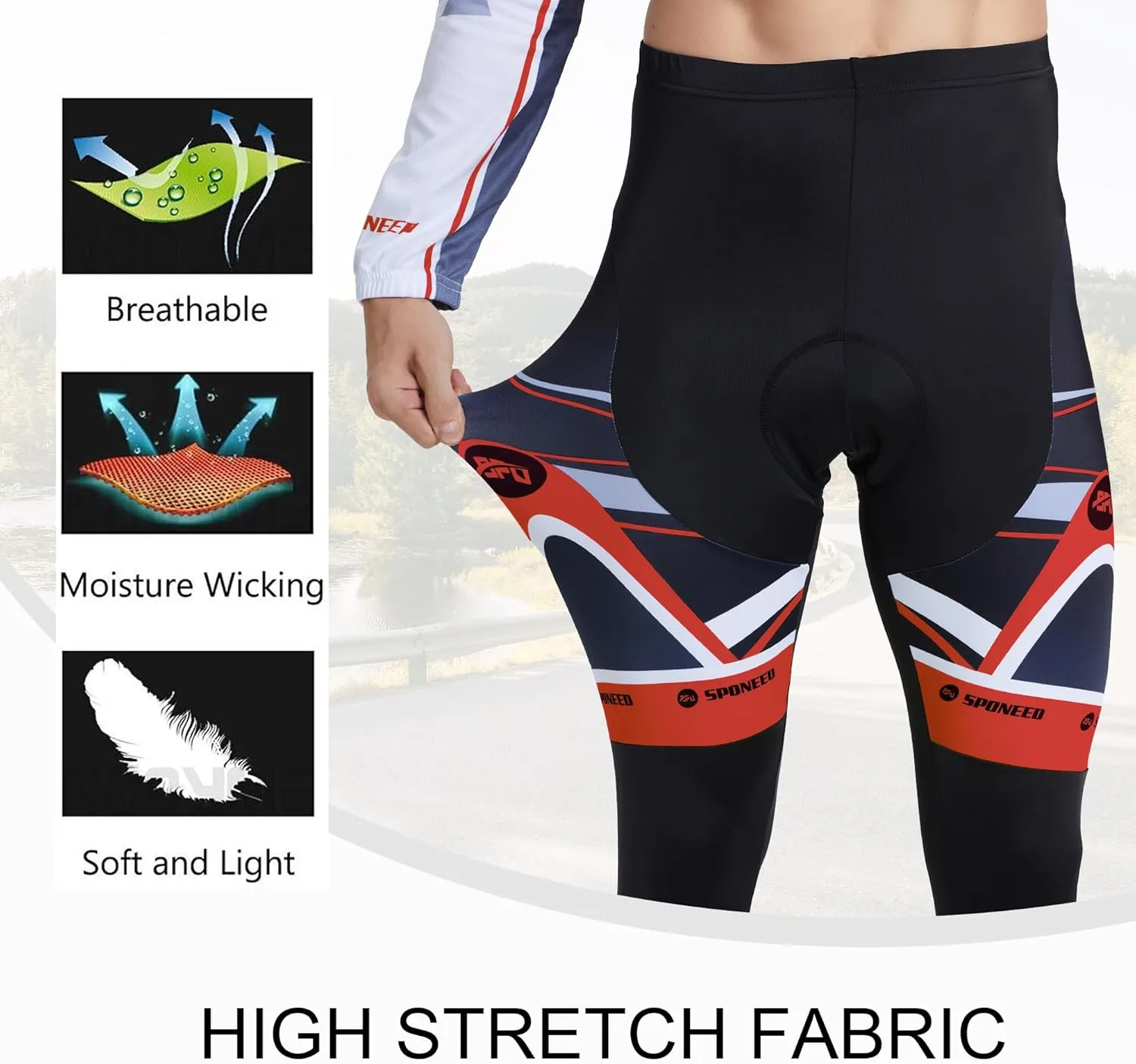 Cycling Pants for Men Road Bike Compression Tights Winter Biking Bottoms with Padding UV Proof