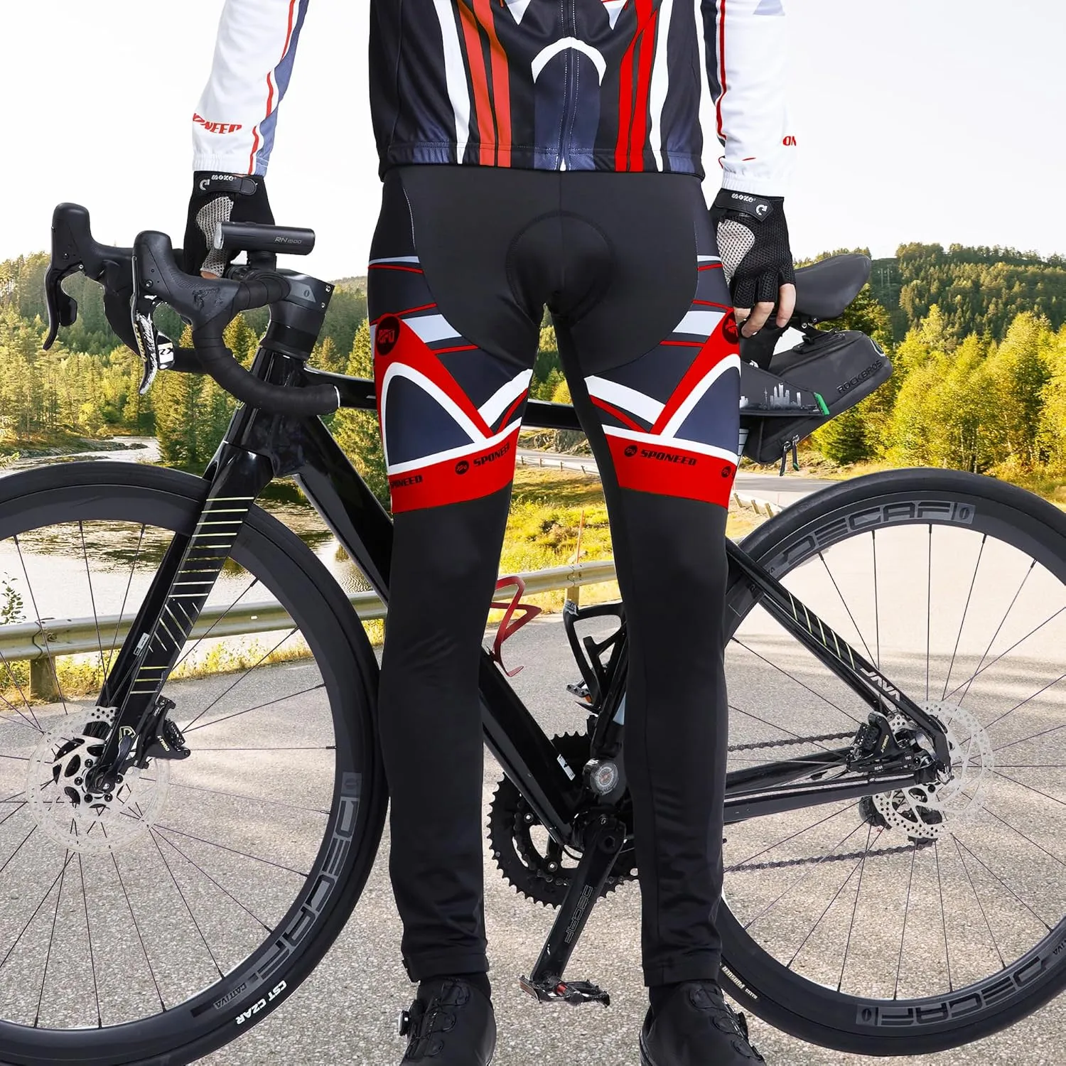 Cycling Pants for Men Road Bike Compression Tights Winter Biking Bottoms with Padding UV Proof