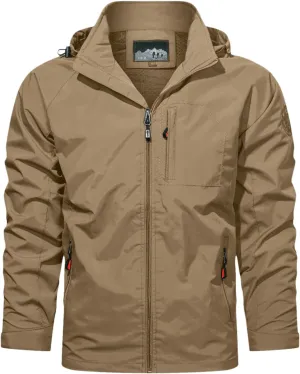 Cycling Raincoats Mens Skiing Jackets Casual Stand Collar Jackets Mountain Windbreaker Hooded Coat Work Coats