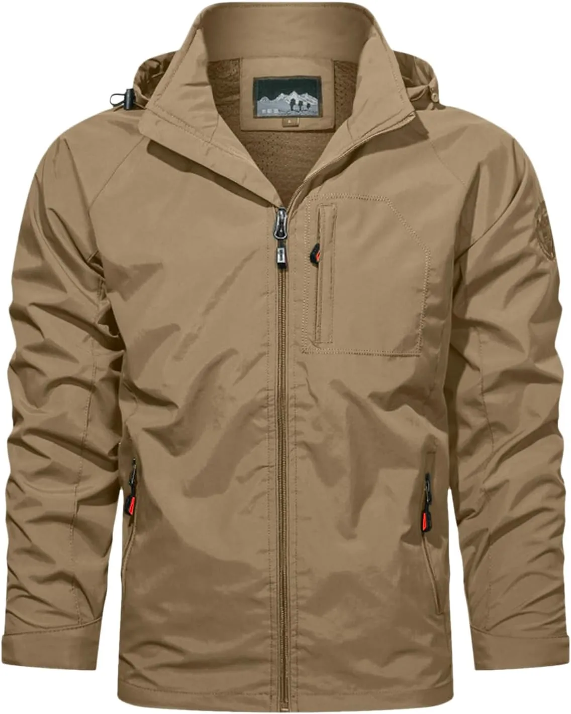 Cycling Raincoats Mens Skiing Jackets Casual Stand Collar Jackets Mountain Windbreaker Hooded Coat Work Coats